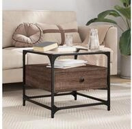 vidaXL Couchtisch, Couchtisch mit Glasplatte Braun Eichen-Optik 50x50x45 cm Stahl