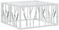 vidaXL Ablagetisch, Couchtisch 80x80x40 cm Edelstahl und Glas