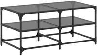 vidaXL Couchtisch Couchtisch mit Glasplatte Schwarz 98,5x50x45 cm Stahl (1-St)