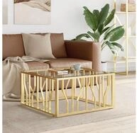 vidaXL Couchtisch, Couchtisch Golden 80x80x40 cm Edelstahl und Glas