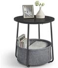 VASAGLE Beistelltisch, rund, Couchtisch, mit Korb aus Stoff, &Oslash;45 cm, modern