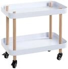 HAKU Servierwagen in natur, wei&szlig;, Massivholz, Metall - 50x47x30cm (BxHxT)