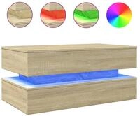 vidaXL Ablagetisch, Couchtisch mit LED-Leuchten Sonoma-Eiche 90x50x40 cm