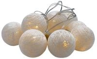 Spetebo LED-Lichterkette LED Lichterkette mit 10 Raphia Kugeln wei&szlig;,...