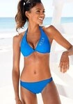 Venice Beach B&uuml;gel-Bikini mit kontrastfarbigen Schriftzug blau 38