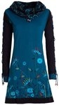 Vishes Minikleid Damen Blumen-Kleid Baumwollkleid Langarm-Shirtkleid Schal-Kragen