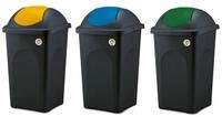Kreher M&uuml;lltrennsystem Set: 3 x Abfalleimer mit Schwingdeckel 60 Liter in Blau,