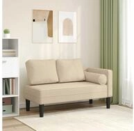 vidaXL Chaiselongue, Chaiselongue mit Kissen Creme Stoff