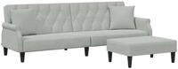 vidaXL Schlafsofa, Sofa 2-Sitzer mit Kissen und Fu&szlig;hocker Hellgrau Samt