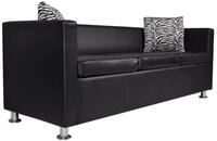 vidaXL Sofa, 3-Sitzer-Sofa Kunstleder Schwarz