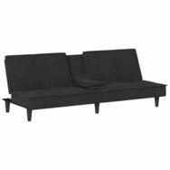 vidaXL Sofa Schlafsofa mit Getr&auml;nkehaltern Schwarz Samt