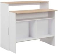 vidaXL Esstisch Bartisch mit 2 Tischplatten Wei&szlig; und Eichefarben 130x40x120 cm