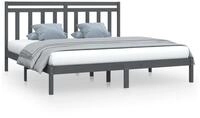 vidaXL Bettgestell, Massivholzbett Grau 200x200 cm