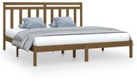 vidaXL Bettgestell 200 x 200 cm Massivholzbett Honigbraun 200x200 cm Bett Bettgestell
