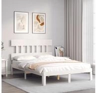 vidaXL Bett Massivholzbett ohne Matratze Wei&szlig; 140x200 cm Kiefernholz