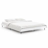 vidaXL Bettgestell, Bettrahmen Hochglanz-Wei&szlig; 135x190 cm Holzwerkstoff
