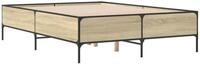 vidaXL Bett Bettgestell Sonoma-Eiche 135x190 cm Holzwerkstoff und Metall