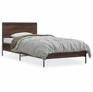 vidaXL Bettgestell, Bettrahmen Braun Eichen-Optik 75x190 cm Holzwerkstoff Metall
