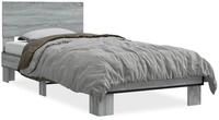 vidaXL Bettgestell, Bettrahmen Grau Sonoma 75x190 cm Holzwerkstoff und Metall