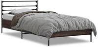 vidaXL Bettgestell, Bettrahmen Braun Eichen-Optik 90x200 cm Holzwerkstoff Metall