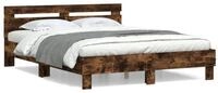 vidaXL Bettgestell, Bettrahmen mit Kopfteil R&auml;uchereiche 140x190 cm...