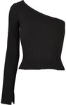 URBAN CLASSICS Rundhalspullover Urban Classics Damen Ladies Short Rib Knit One Sleeve