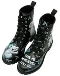 DOGO Long Boots Schn&uuml;rstiefel Koala Hug Black Damen Stiefeletten, Schn&uuml;rboots