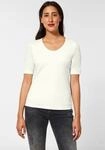 T-Shirt STREET ONE "Style Palmira", Damen, Gr. 34, wei&szlig; (sanftes wei&szlig;), Jersey,