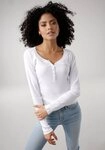 KangaROOS Langarmshirt figurbetonte Passform, h&uuml;ftlange Schnittform, aus...