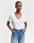 T-Shirt GANT "REG SHIELD KA V-NECK T-SHIRT", Damen, Gr. S, wei&szlig;, Jersey,
