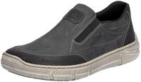 Slipper RIEKER, Herren, Gr. 40, grau (grau, schwarz), Lederimitat, Schuhe Slipper,