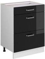 Vicco Unterschrank R-Line Schwarz Hochglanz/Wei&szlig;, 60cm mit Schubladen ohne