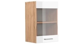 Vicco Glash&auml;ngeschrank R-Line, Wei&szlig; Hochglanz/Goldkraft Eiche, 40 cm (1-St)