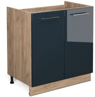 Vicco Unterschrank Fame-Line, Dunkelblau Hochglanz/Goldkraft Eiche, 80 cm ohne