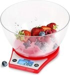 Duronic K&uuml;chenwaage, KS6000 RD K&uuml;chenwaage, 5 kg Digitalwaage rund mit 2,5 L