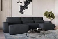 MOEBLO Wohnlandschaft DENVER U MINI, aus Cord, mit Schlaffunktion & Bettkasten,