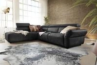 KAWOLA Ecksofa RISO, Couch L-Form rechts oder links Leder Sitztiefenverstellung,