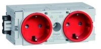 Hager Unterputz-Steckdose, 2fach rot matt Ger&auml;teeinbaukanal horizontal/vertikal IP20