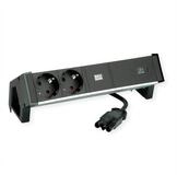 Bachmann DESK2 ALU BLACK 2xSchutzkt.USBC Steckdosenleiste (Kabell&auml;nge 0.2 m), USB
