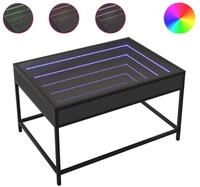 vidaXL Couchtisch 70 x 50 x 41 cm Couchtisch mit Infinity-LED Schwarz 70x50x41...