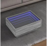 vidaXL Couchtisch 70 x 50 x 30 cm LED Couchtisch Infinity-Spiegel Grau Sonoma