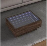 vidaXL Couchtisch 70 x 50 x 30 cm LED Couchtisch Infinity-Spiegel Braun...