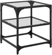 vidaXL Couchtisch Couchtisch mit Glasplatte Transparent 40x40x45 cm Stahl (1-St)