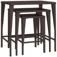 vidaXL Beistelltisch Satztische 3 Stk. Braun Poly Rattan (3-St)