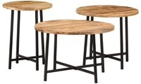 vidaXL Satztische 3 Stk. Massivholz Mango/Eisen Modell 1 vidaXL Satztische 3 Stk. Massivholz Mango/Eisen Modell 1