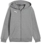 Kapuzensweatjacke PUMA "TEAMGOAL CASUALS HOODED JACKET JR", Jungen, Gr. 128, grau