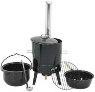 vidaXL Grillkamin Gulaschkanone mit Rauchabzug & Deckel Schwarz Stahl Emailliert