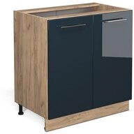 Vicco Unterschrank Fame-Line, Dunkelblau Hochglanz/Goldkraft Eiche, 80 cm mit...