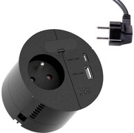 Bachmann 938.202 Tischsteckdose Schwarz Einbau-Tischsteckdose, mit USB, mit