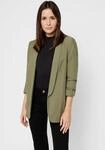 Blusenblazer PIECES "PCBOSELLA 3/4 BLAZER NOOS", Damen, Gr. XS, gr&uuml;n (deep lichen